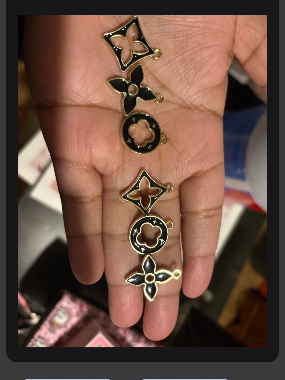Gold and Black Floral Charm Connector for Women Bundle Of 6
